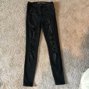 Black American Eagle super stretch jeans.